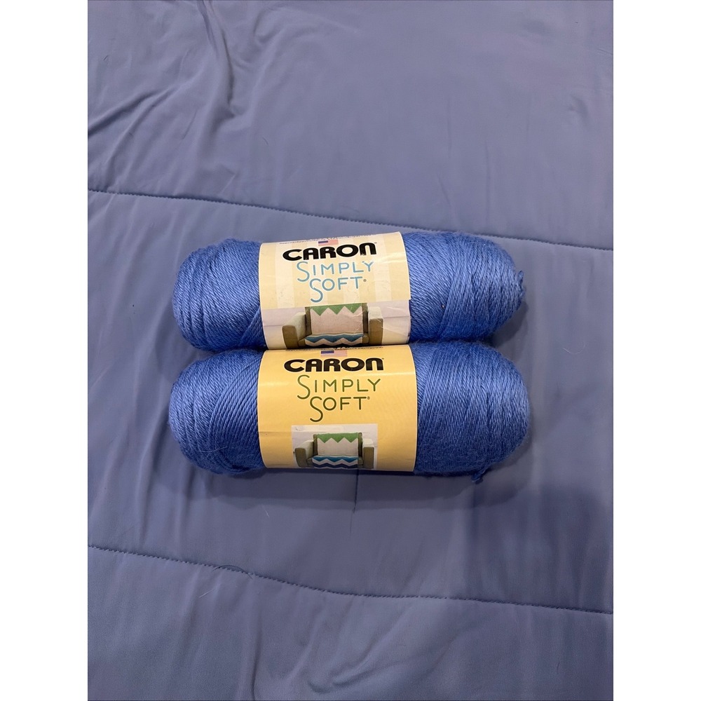 Caron Simply Soft Yarn Blue 6oz 315yds Medium 4 Acrylic 2 Skeins Lot